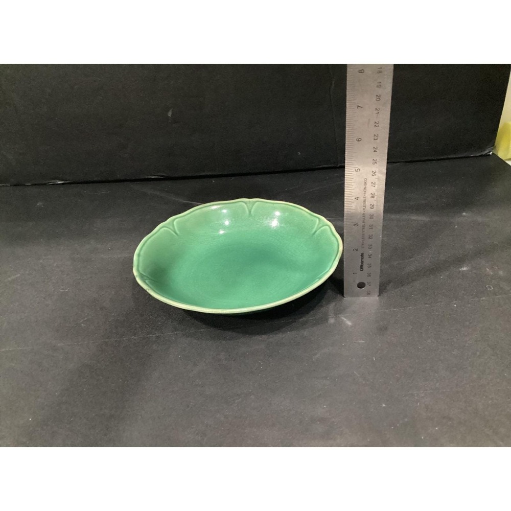 3 Vintage 1930's Green Petalware Round Salad Bowls Mt Clemens Pottery Co *